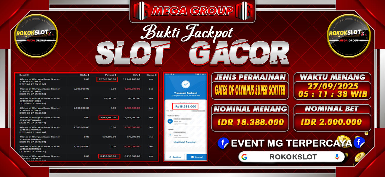 Bukti JP situs Rokokslot hari Sabtu, 27 September 2025