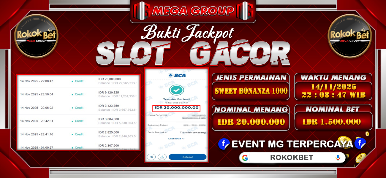 Bukti JP situs Rokokbet hari Minggu, 16 November 2025