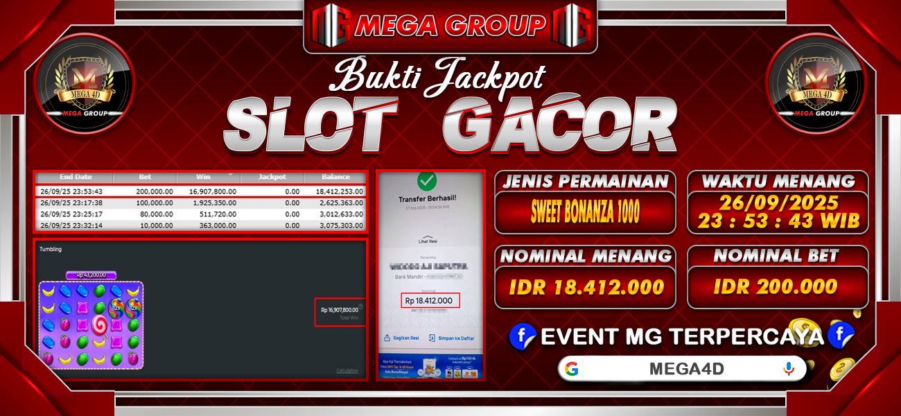 Bukti JP situs Mega4D hari Jumat, 26 September 2025