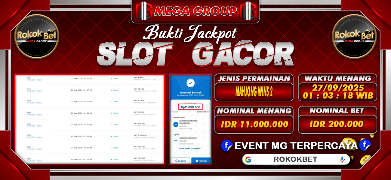 Bukti JP situs Rokokbet hari Sabtu, 27 September 2025