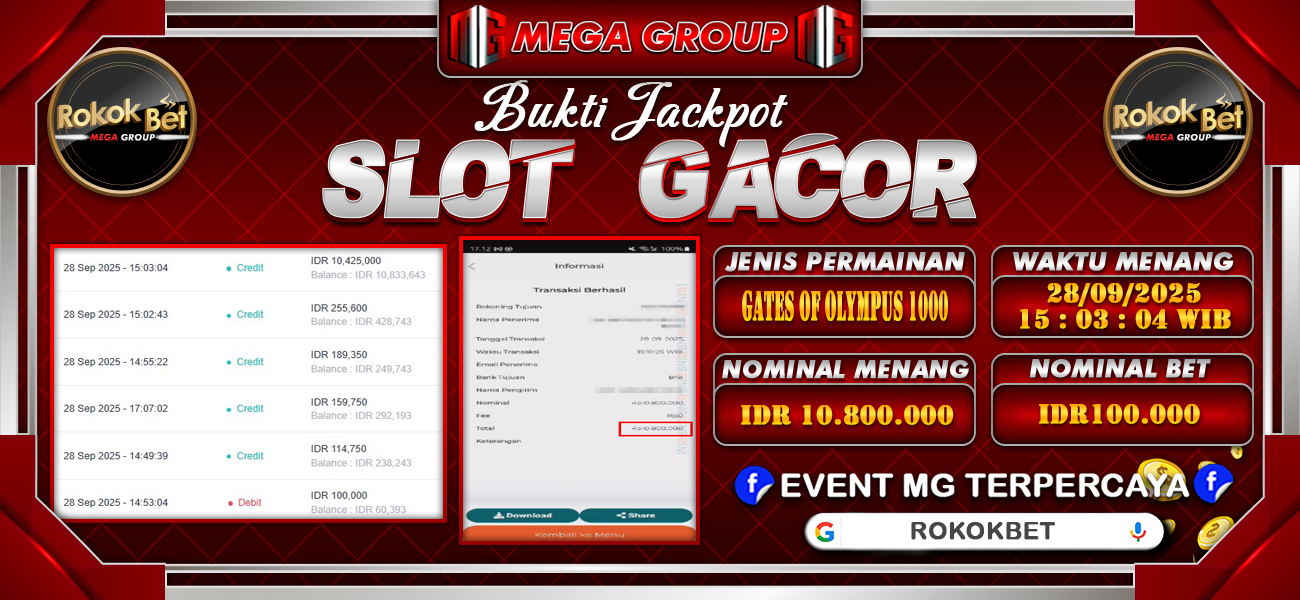Bukti JP situs Rokokbet hari Minggu, 28 September 2025
